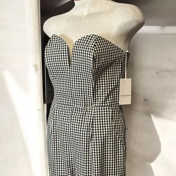 Amanda Uprichard Cherri Jane Jumpsuit Strapless Belted Black Gingham Large NWT - Picture 6 of 12